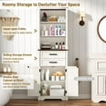thumbnail image 3 of Farmhouse Towel Storage Cabinet with 2 Drawers & 2 Barn Doors, Wood Freestanding Bathroom Storage Cabinet with Roman Column Decor, Storage Cabinets with Adjustable Shelf & Door Cabinets, Rustic Brown, 3 of 8