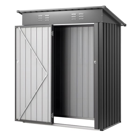 Outdoor Metal Storage Shed 5x3 FT, Lockable Door & 2 Louver Vents