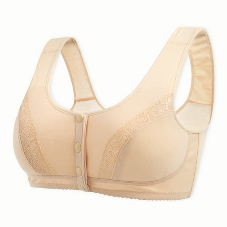 Black of Friday Deals!Clearance Staron Bras for Older Women Front Closure No Underwire Bras Comfortable Wireless Bra Soft Strap Front Button Full Support Bras