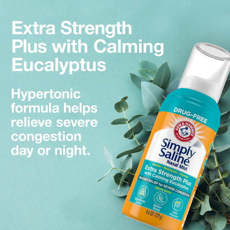 Simply Saline Extra Strength Plus with Calming Eucalyptus for Severe  Congestion Relief Nasal Mist: 4.6oz 