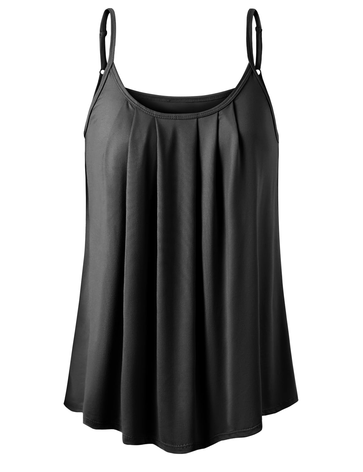 Doublju Women's Front Pleated Cami Tank Top with Plus Size