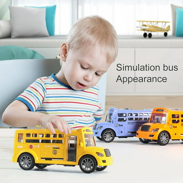 Lubelski Jouet d'Autobus Scolaire Simulé en Plastique Résistant aux Chutes à Inertie Jouet d'Autobus Scolaire pour Garçon