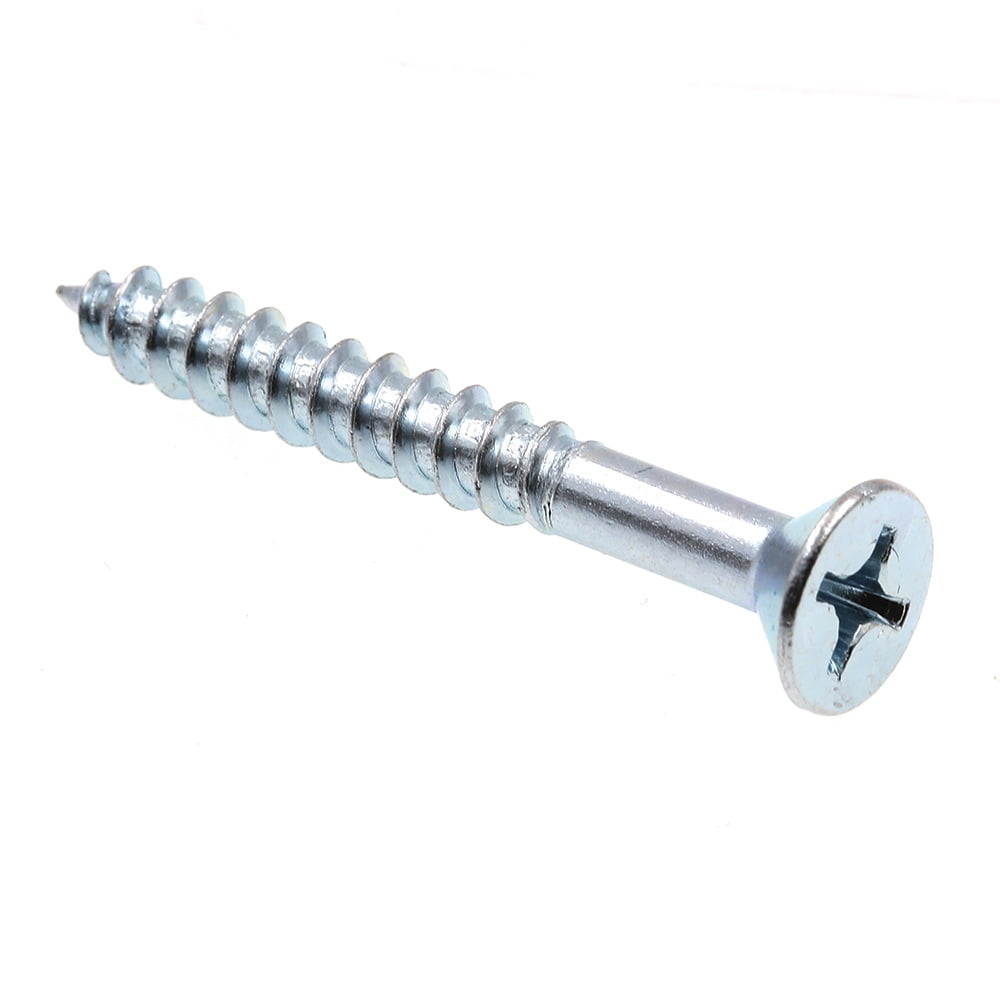 Wood Screws, Flat Head, Phillips Drive, 14 X 2 in., Zinc Plated Steel
