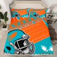 thumbnail image 2 of Manfei Rugby Game Gamer Bed Sheets,Football Sport Lover King Sheets,Cyan Orange Sheet Set For Teens,Breathable Home Decor,4-Piece, 2 of 7