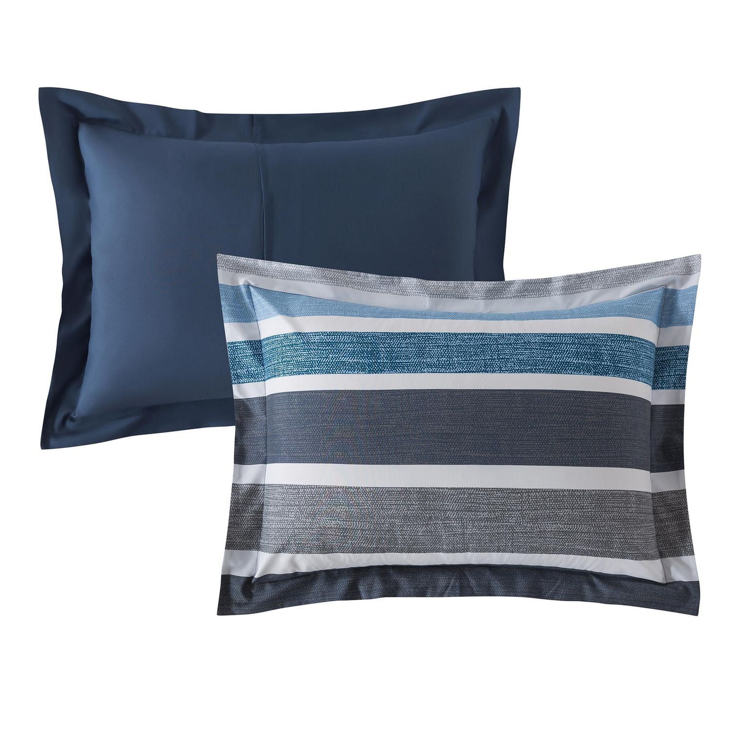 Ensemble de literie rayures bleues 7 pièces Mainstays, 2 places