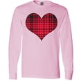 thumbnail image 3 of Inktastic Red Plaid Heart Long Sleeve T-Shirt, 3 of 5
