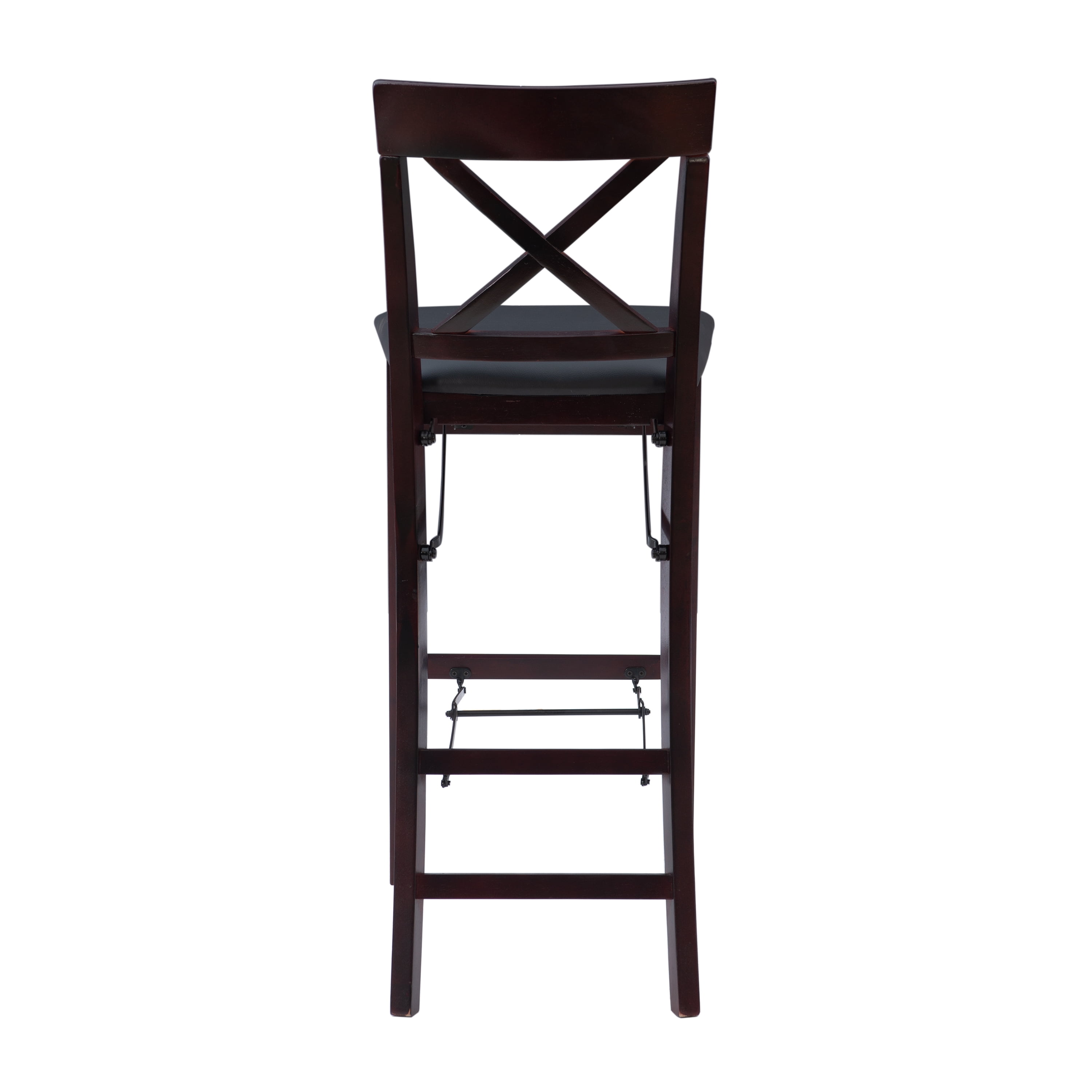 Linon Triena 24" Mid Back Indoor Upholstered Folding Bar Stool, Merlot/Dark Brown Faux Leather