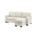 thumbnail image 7 of Beige 2pc Sectional Sofa with Pullout Bed Reversible Storage Chaise Drop-Table USB Ports Modern Living Room L-shape Sofa, 7 of 7