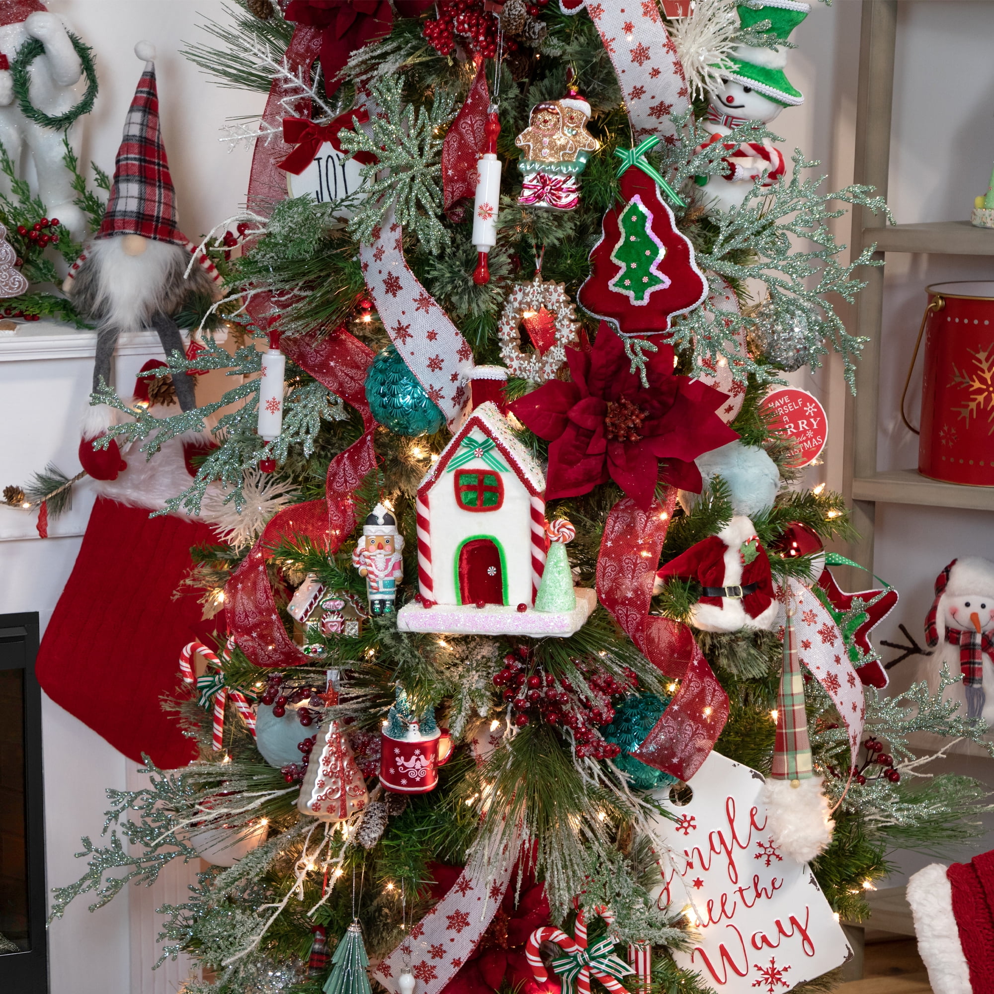 12" White and Red Metal Distressed "Jingle All The Way" Christmas Wall Decor
