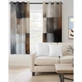 thumbnail image 2 of Brown Beige Geometric Blackout Curtains for Bedroom Living Room Darkening Curtains 54 Inch Long Abstract Oil Painting Color Blocks Short Curtain for Small Window Treatment Grommet Drapes 42"x54"x2, 2 of 9