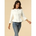 thumbnail image 4 of DARING DIVA Women's Button Down Cropped Ruffle Hem Denim Jacket 3XL White, 4 of 6