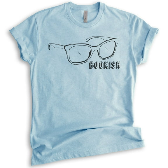 Bookish T-shirt, Unisex Women's Men's Shirt, Glasses T-shirt, Reading T-shirt, Hipster Tee, Book Lover Tee, Heather Light Blue, Medium