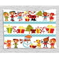 thumbnail image 1 of Kids Christmas Tapestry, Santa Giving Surprise Presents to Joyful Children From Around the World, Wall Hanging for Bedroom Living Room Dorm Decor, 60W X 40L Inches, Multicolor, by Ambesonne, 1 of 2