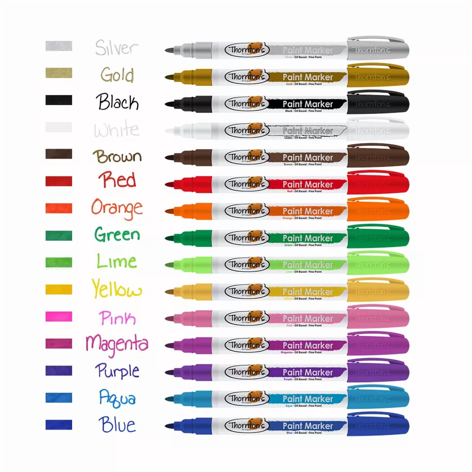 CIRCLE- 15 Thornton'S Fine Oil Based Paint Markers For Rocks, Tile, Metal, Glass, Crafts