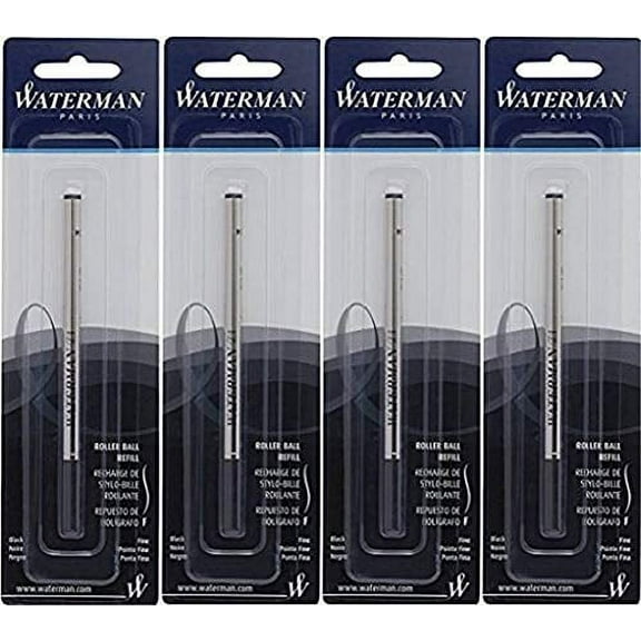 Waterman(R) Refill, Rollerball, Fine Point, 0.5 mm, Black (4-Pack)