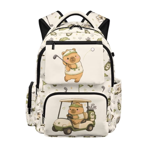 Forchrinse Capybara Backpacks for Girls 10-12 Golf Ball School Bga Large Capacity Kids Bookbag with Adjustable Strap Lightweight 17 Inch Backpack for Elementary Kindergarten