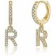 thumbnail image 1 of Initial Earrings for Girls Women, 925 Sterling Silver Post Hypoallergenic Small Huggie Hoop Earrings Gold Plated Cubic Zirconia Initial Earrings Jewel, 1 of 2