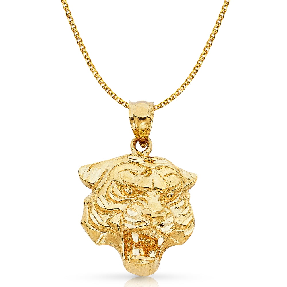 14K Yellow Gold Tiger Charm Pendant 