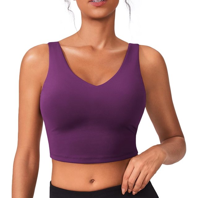 Sujetador deportivo PINSPARK, acolchado, largo, cuello en V, espalda en V, mujer