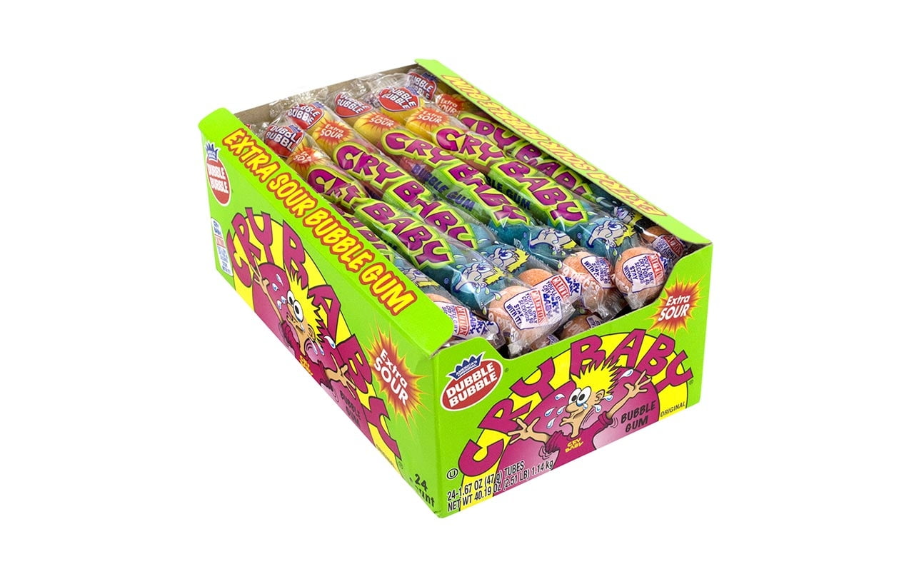 Cry Baby Sour Bubble Gum, 9 Count, 24 Pack