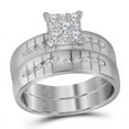 thumbnail image 2 of Solid 14K White Gold His and Hers Real Natural Diamond Trio Three Rings Set Heart Matching Rings Wedding Band Set 1/4 Carat - ( .26 Cttw ) - Ladies Size 5.5 - Mens Size 8.5, 2 of 6