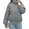 thumbnail image 2 of Womens Zip Front Plaid Sweatshirts Print Hoodie Fall Jackets Long Sleeve Casual Drawstring Clothes Black XL, 2 of 9