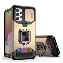 Ring Holder Stand Case for Galaxy A52(5G Version), Allytech Slide Camera Protector Cover with Magnetic Kickstand Rugged Shockproof [1 Card Holder] Case for Samsung Galaxy A52 5G, Gold
