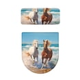 thumbnail image 2 of HELLHERO Horses and Beaches Stylish 2 Piece Set Toilet Top Cover Set, Soft Polyester Fabric Toilet Seat Lid Cover & Dustproof, Washable, Stretchy Fabric, Machine Washable, 2 of 7