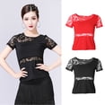 thumbnail image 3 of Blusa de Manga Corta para Mujer, de Salón La, Tango, para s - Rojo, L Rojo l Sunnimix Vestido de baile, 3 of 8