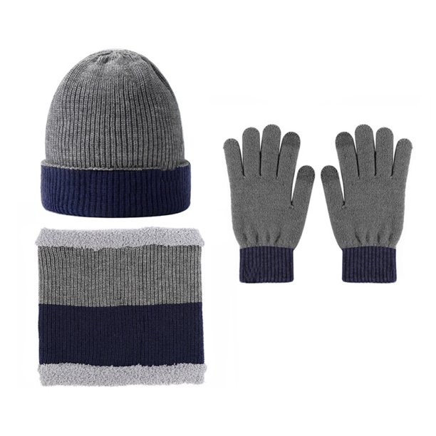 Conjunto de gorro, bufanda y guantes de invierno para pantalla táctil para hombres y mujeres