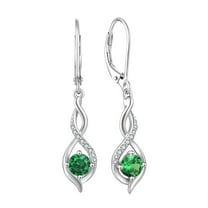 Blaniy Infinity Dangle Drop Earrings for Women 925 Sterling Silver Leverback Emerald Earrings May Birthstone Jewelry Gifts for Mom Wife Her