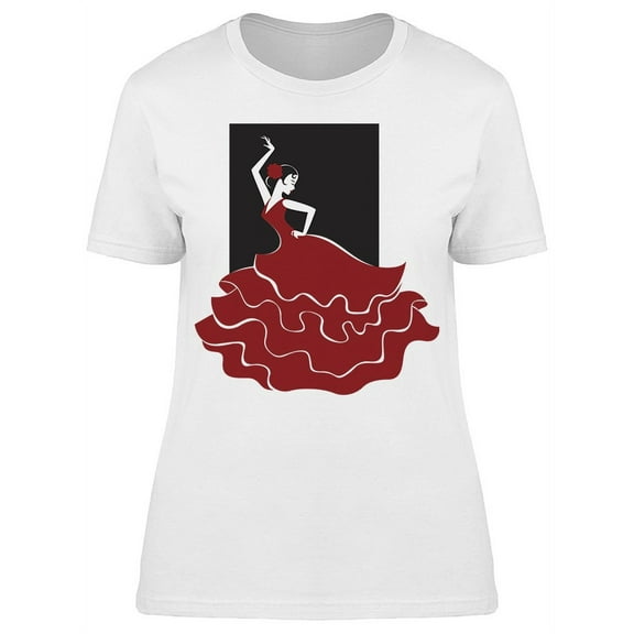 Red Dress Flamenco Pose T-Shirt Women -Image by Shutterstock, Female 3X-Large