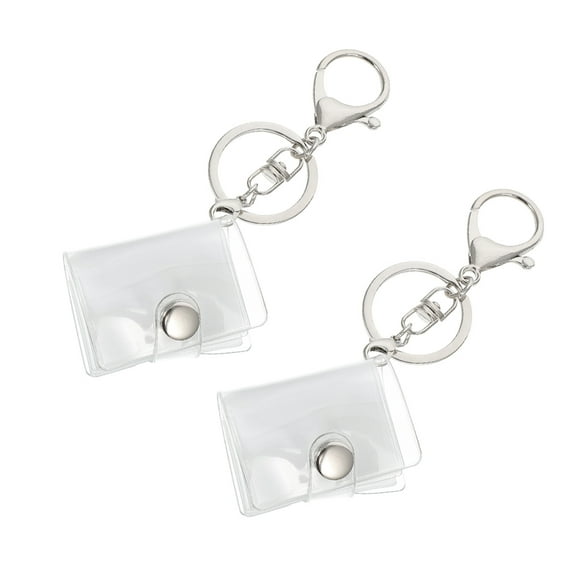 2pcs Small Photo Album Keychain Pocket Clear Card Photo Album Key Ring Decors