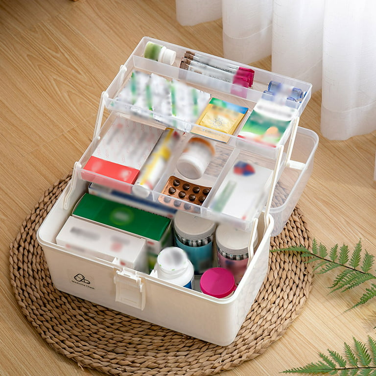 3 Layer First Aid Kit Storage Box Plastic Drug Multi-Functional Medicine  Drug Organizer Portable Family Emergency Kit Cabinet