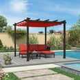 thumbnail image 3 of PURPLE LEAF Pergola 10' X 10’ Outdoor Retractable Pergola with Weather-Resistant Canopy Aluminum Garden Pergola Patio Grill Gazebo for Garden Yard Gazebo, Terra, 3 of 10