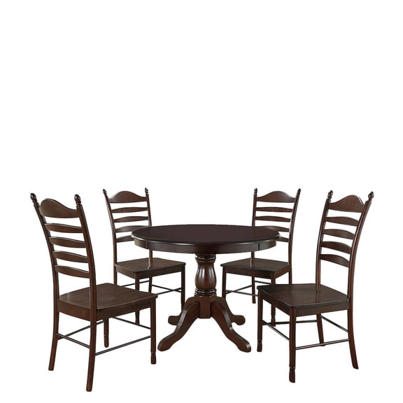 Carolina Chair & Table Fairview 42" Pedestal Dining Table with 4 Whitman Dining Chairs - Antique Black