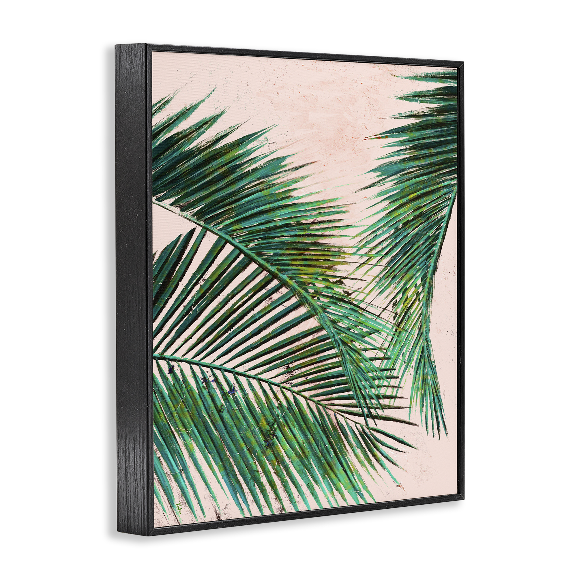 Stupell Industries Flowing Palms on Pink Botanical & Floral Painting Black Framed Art Print Wall Art, 16 x 20