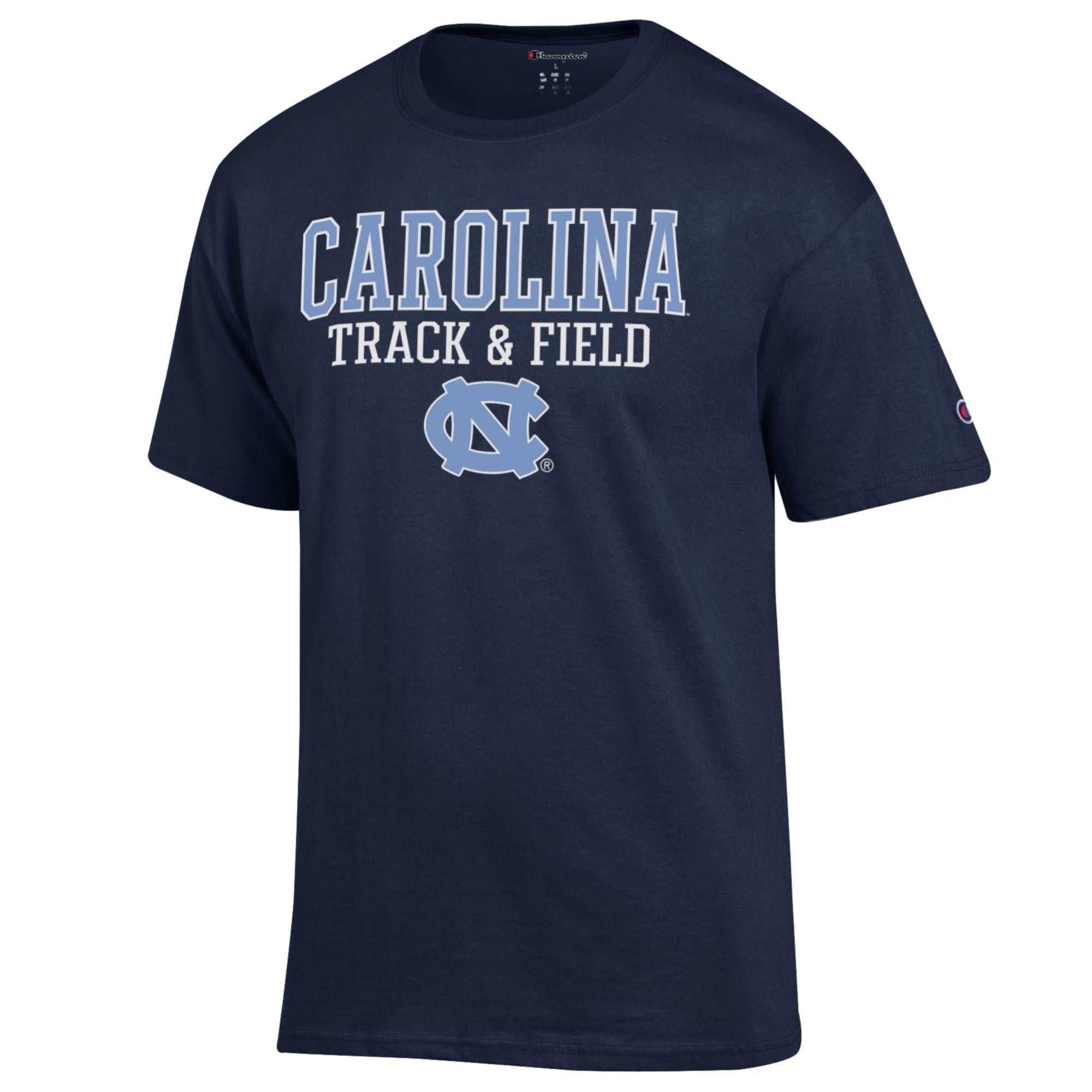 Men's Champion  Navy North Carolina Tar Heels Track & Field Stack T-Shirt