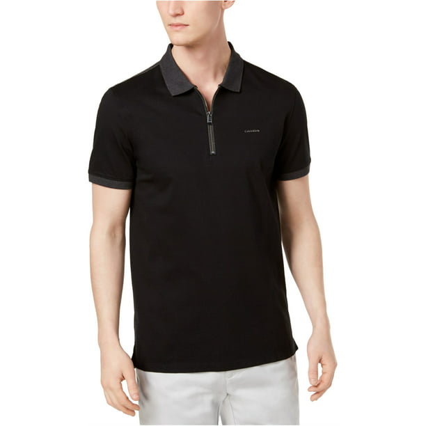 Calvin Klein - Calvin Klein Mens Zip-up Rugby Polo Shirt, Black, Medium ...