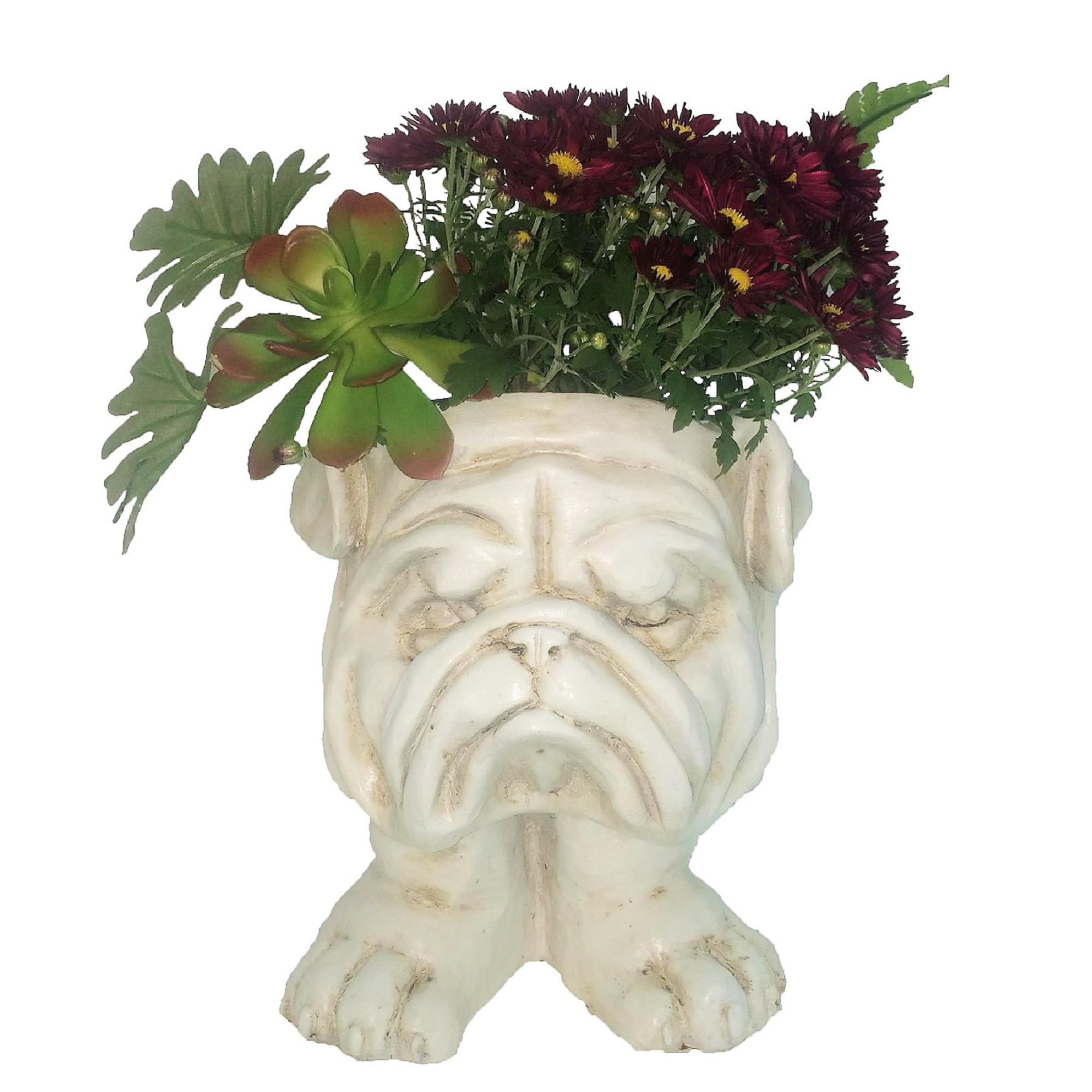 Homestyles Antique White Ole Salty & Grandma Violet the Muggly Face Humorous Statue Planter Pot