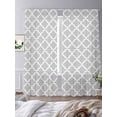 thumbnail image 4 of Light Gray Semi Sheer Curtains 84 Inch Length 2 Panels Set, Minimalist Boho Abstract Ethnic Motifs Sheer Kitchen Curtain Privacy Voile Window Curtain for Living Room Bedroom Rod Pocket Drapes, 4 of 7