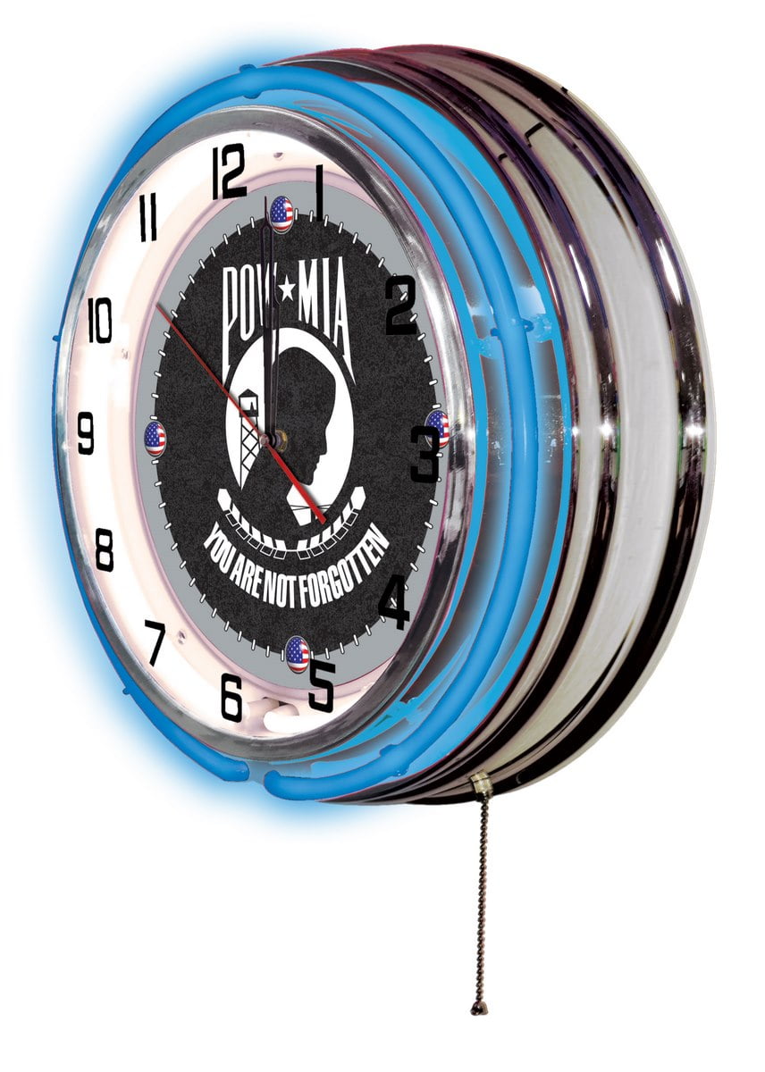 POW/MIA 19" Double Neon Wall Clock
