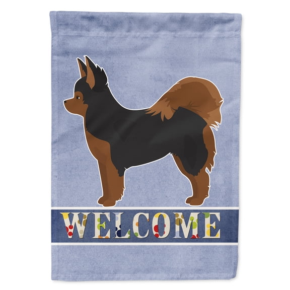 Carolines Treasures CK3765GF Black and Tan Pomchi Welcome Flag Garden Size  Small multicolor