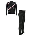thumbnail image 2 of TiaoBug Kids Girls Shiny Figure Ice Skating Long Sleeve Jacket with Gymnastics Leggings Set Pink 12, 2 of 6