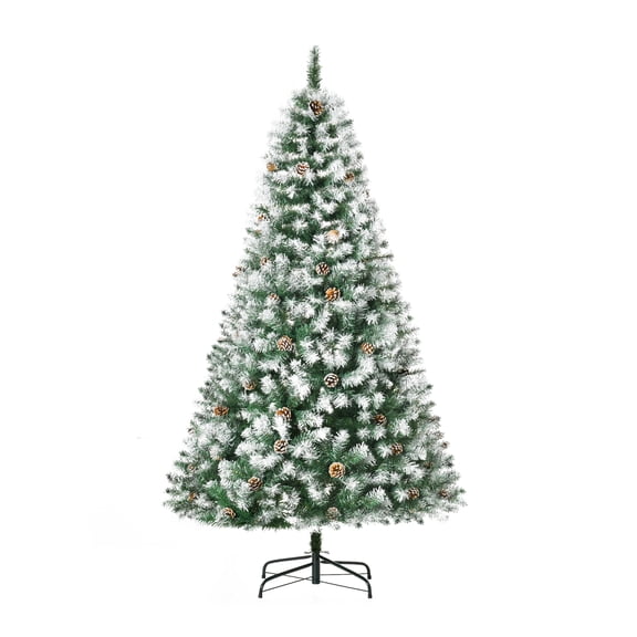 6ft Unlit Snow-Dusted Full Fir Artificial Christmas Tree with Realistic Branches, 61 Pine Cones and 800 Tips