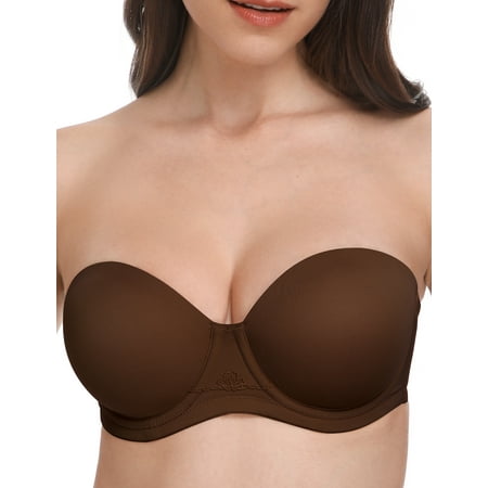 

Wingslove Women s Strapless Plus Size Full Figure Bra Underwire Multiway Contour Bra Chocolate 42C