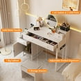 thumbnail image 6 of Vanity Desk With 4 Drawers and Cabinet, Makeup Vanity Table With Charge Station Socket, Small Space Makeup Bedside Cupboard, Gift for Her Choice, Suit for Apartment/Dorm/Bedroom, Pure White, 6 of 7