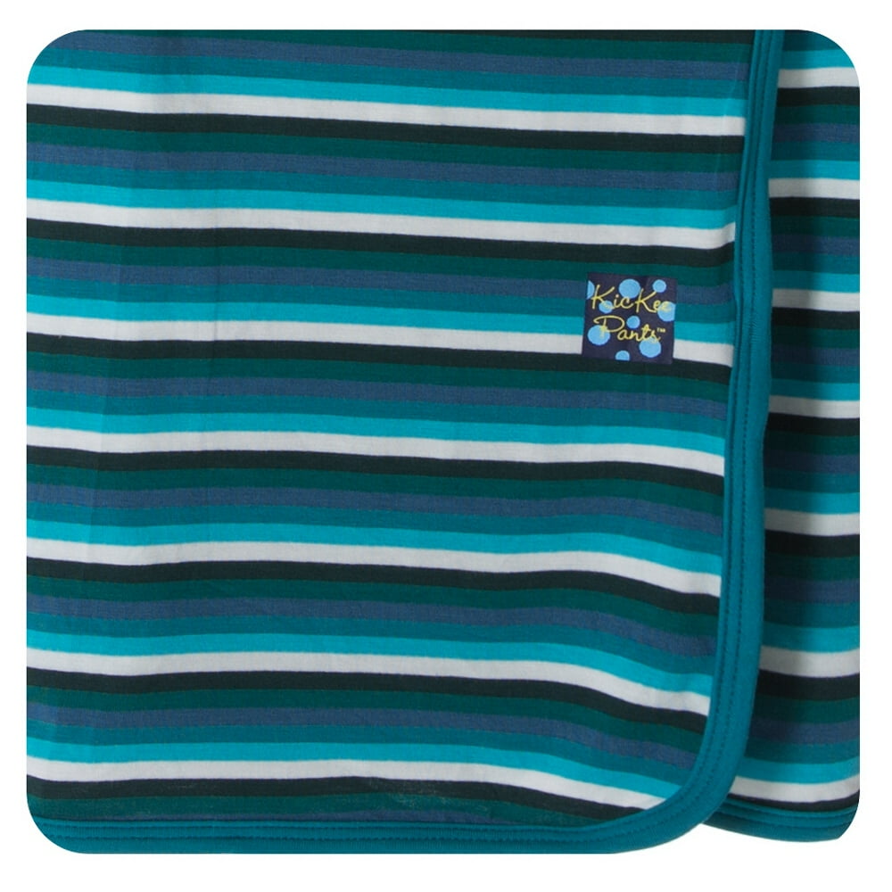 KicKee Pants Print Swaddling Blanket, Boy Forest Stripe
