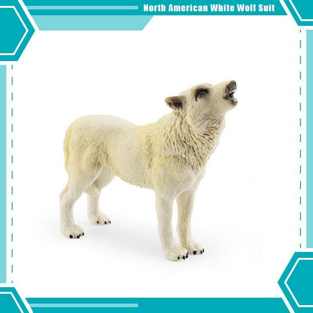 Cameland Modèle Animal Loup Blanc Simulation Loup Rugissant Statique Louveteau Loup Marchant Décoration de Table de Sable de Bureau Ornements