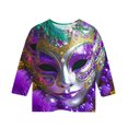 CLOISE Purple Mardi Gras Kids 3/4 Sleeve Shirts Boys Girls Youth Crew ...